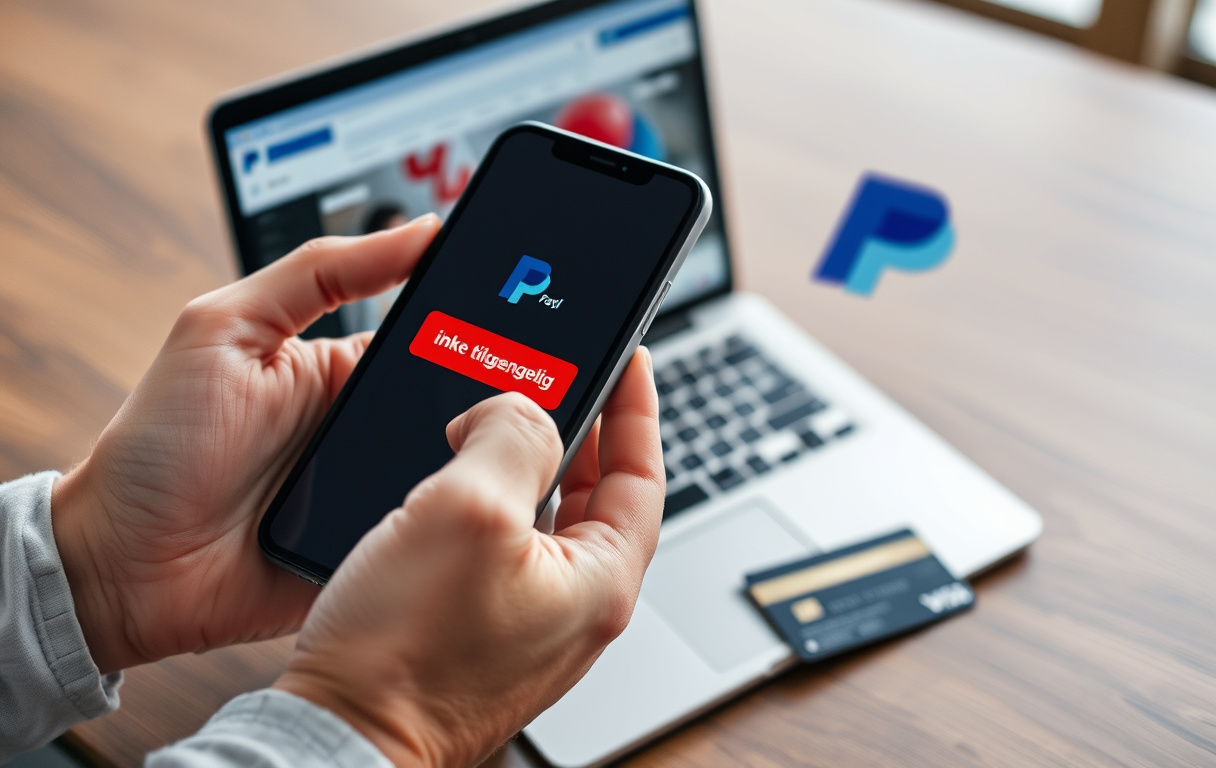 Mobil med PayPal-app og laptop med bettingside, PayPal-logo krysset over